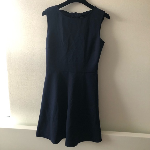 zara navy knotted back dress - Picture 1 of 2